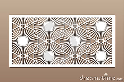 Decorative card for cutting. Recurring linear geometric mosaic pattern. Laser cut. Ratio 1:2. Vector illustration Vector Illustration